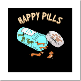 Happy Pills Dachshund Shirt, Dog Lover Gift Posters and Art